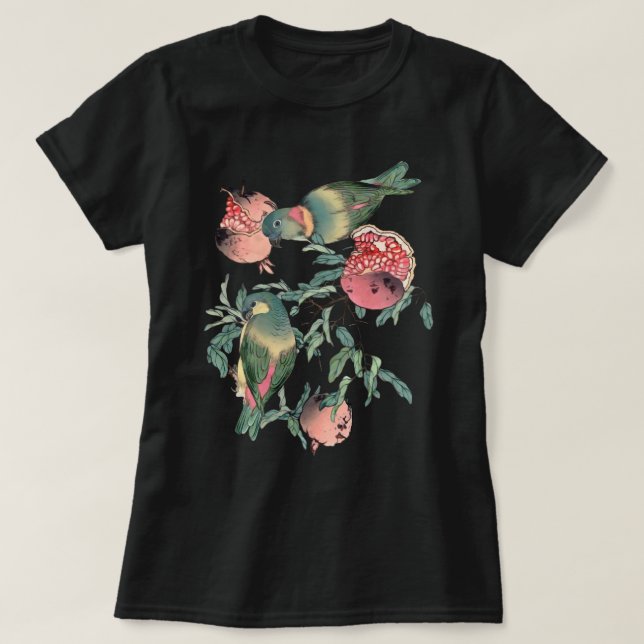 Frukter och fåglar av granatäpplen t shirt (Design framsida)