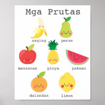 Frukter på Filipino Kids Learning Poster