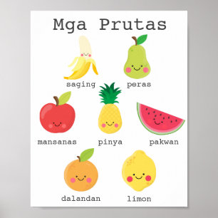 Frukter på Filipino Kids Learning Poster