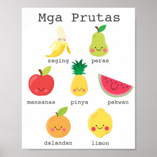 Frukter på Filipino Kids Learning Poster
