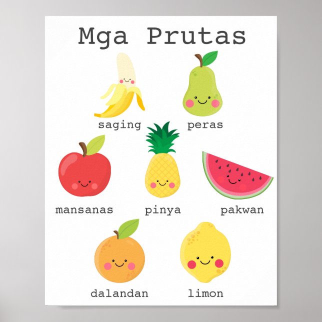 Frukter på Filipino Kids Learning Poster (Framsidan)