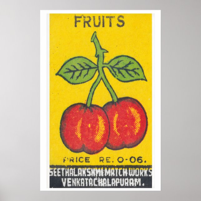 Frukter - Tändsticksasktryck - Estetisk Väggkonst (Framsidan)