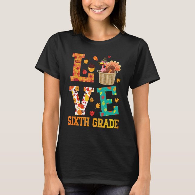 Frukter Turkiet Thanksgiving Lärare Elev KÄRLEK T Shirt (Framsida)