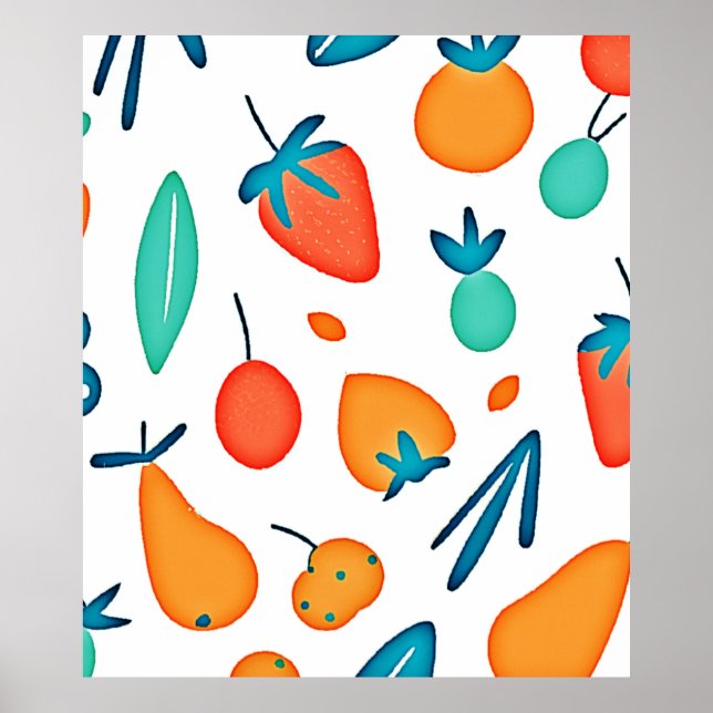 Fruktfantasi: Lekfullt Mönster Poster (Framsidan)