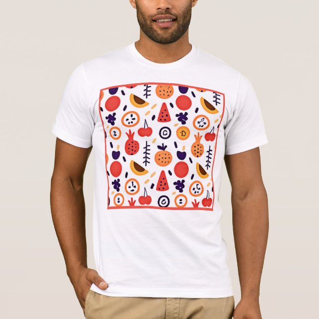 Fruktfärgen Mönster Art T Shirt (Framsida)