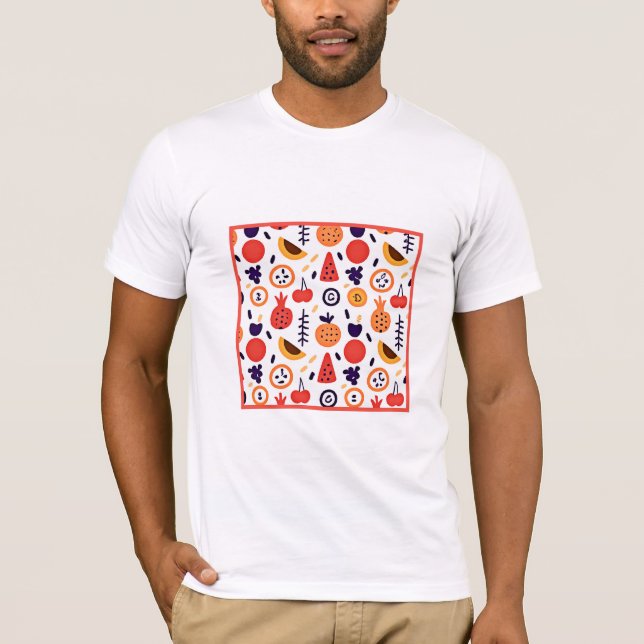 Fruktfärgen Mönster Art T Shirt (Framsida)