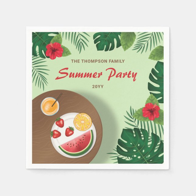 Fruktfat Grön Trädgård Sommar Picknick Fest Pappersservett (Framsidan)