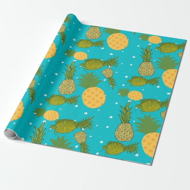 fruktfest, söt pinapapone-mönster presentpapper (Utrullad)