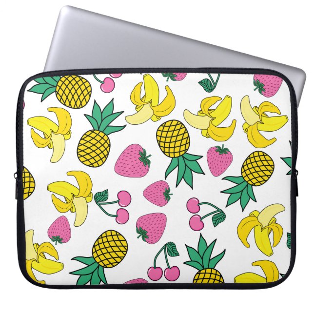 Fruktfiesta: Bananer, ananas, jordgubbar Laptop Fodral (Framsidan)