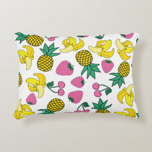 Fruktfiesta: Bananer, ananas, jordgubbar Prydnadskudde