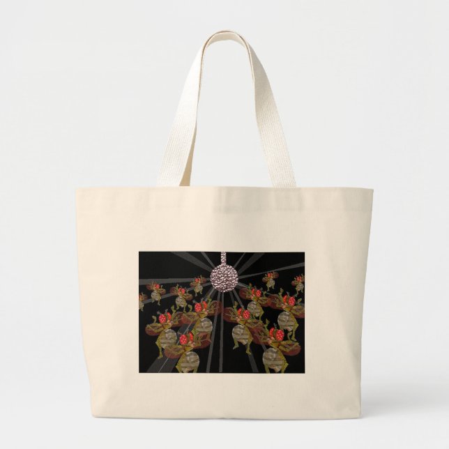 Fruktflugor som dansar under diskobollen jumbo tygkasse (Framsidan)