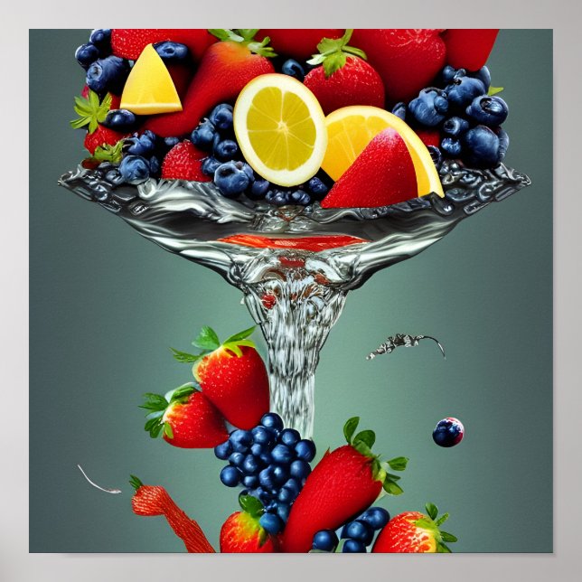 Fruktfotorealistiska digitala bilder i Stänk Poster (Framsidan)