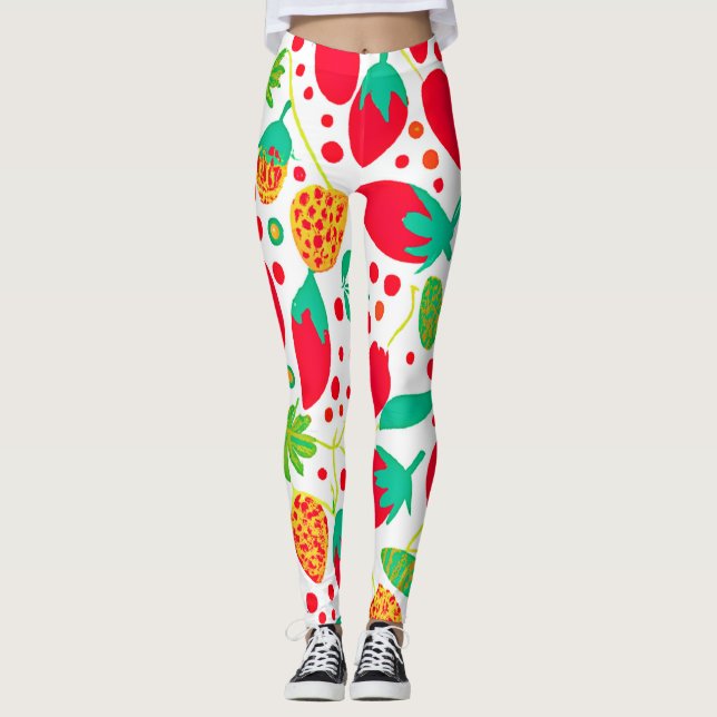 Fruktfull palett Vivid Mönster Leggings (Framsida)