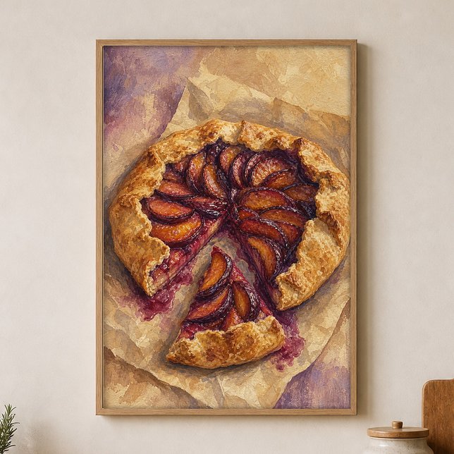 Fruktgalette skiva vattenfärg cottagecore affisch (Shown framed for scale. Poster ships unframed; frames are an optional add-on.)