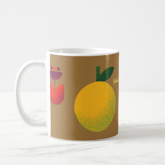Fruktglädje för gyllene Blommigt Kaffemugg (Vänster)