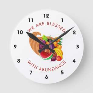 Fruktgrönsaker Cornucopia Motivational Quote Rund Klocka