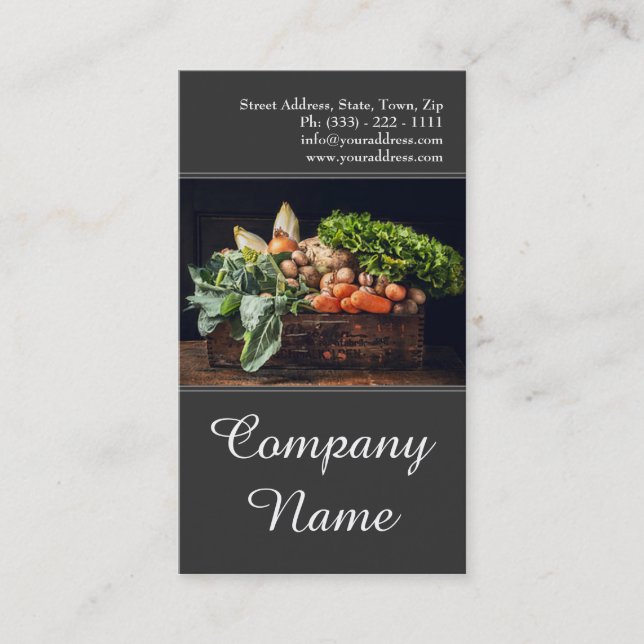 Fruktgrönsaker Hälsosamt Vintage Visitkort (Framsida)