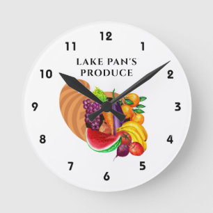 Fruktgrönsaker Producerar Store Cornucopia Logotyp Rund Klocka