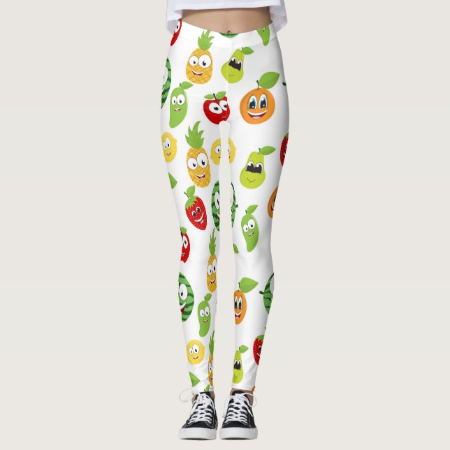 Fruktgummi med Ansikte Mönster Leggings (Framsida)