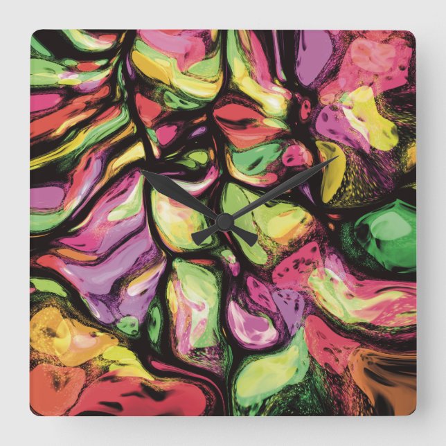 Fruktig Abstrakt Vibes Mönster Fyrkantig Klocka (Framsida)