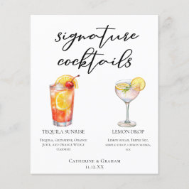 Fruktig Garden Wedding Namnteckning Cocktails Menu