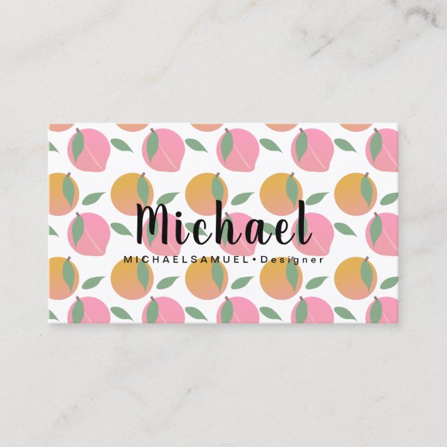 Fruktig Peach Orange Interiör Hår Salong Designer Visitkort (Framsida)