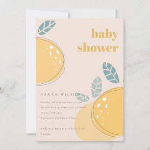 Fruktig, , persikofärgad, , fetstilt babystövel inbjudningar