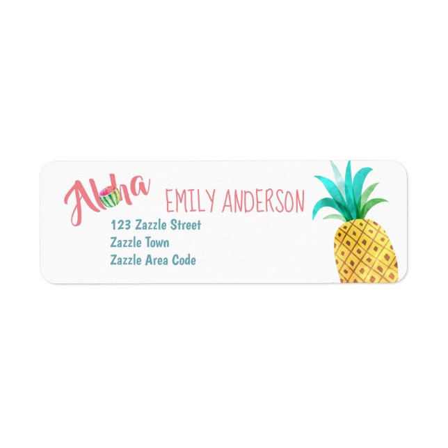 Fruktig Tropical Address Label Watermelon Pineappl Returadress Etikett (Framsidan)
