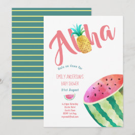 Fruktig Tropical Baby Shower Inbjudningskort Melon