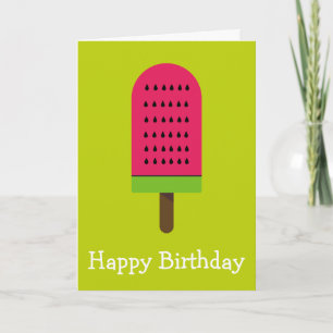 Fruktig vattenmelonfödelsedag för popsicle kort