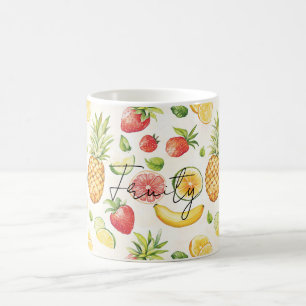 Fruktiga Bananer Jordgubbar Ananas Citroner Kaffemugg