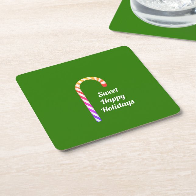 Fruktiga Candy cane Sweet Helgdagars Board Underlä Underlägg Papper Kvadrat (Vinklad)