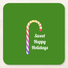 Fruktiga Candy cane Sweet Helgdagars Board Underlä Underlägg Papper Kvadrat