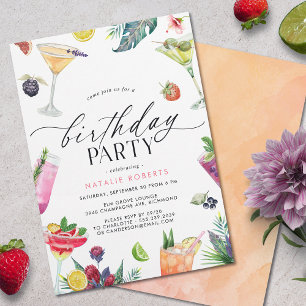 Fruktiga Cocktail Party Cute Summer Vuxen Birthd Inbjudningar