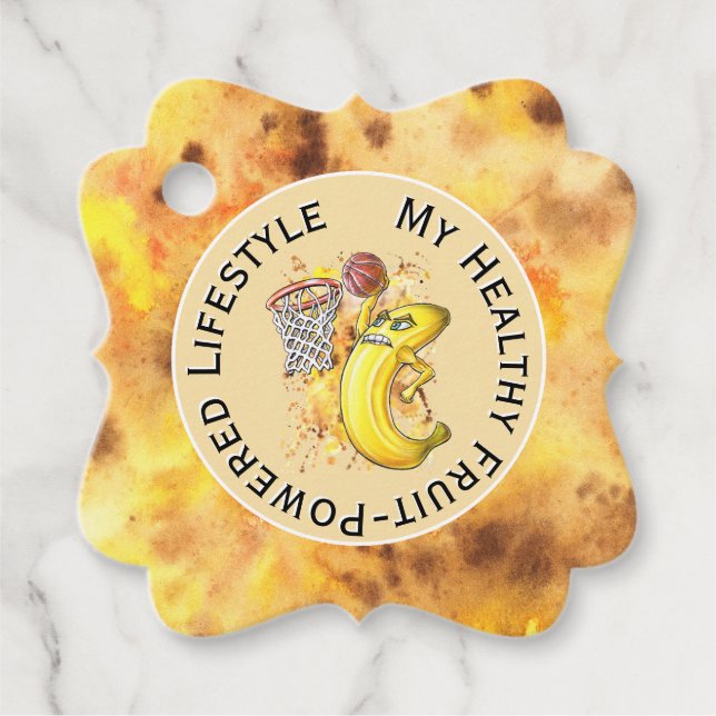 Fruktiga Slam dunk Energizing Banana Basketball 🍌 Gåvor Etiketter (Framsida)