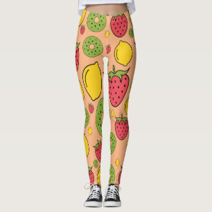 Fruktiga tapet: jordgubbar, citroner, kiwis. leggings