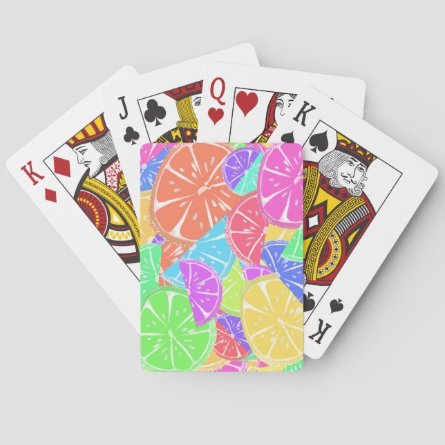 Fruktiga tuttiofärgade fruktskivor casinokort (Baksidan)