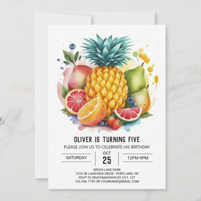 Fruktiga vattenfärgen Bohemian Birthday Inbjudningar (Framsida)