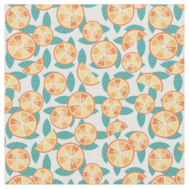 Fruktigt Retro orangeskivamönster Tyg (Närbild)