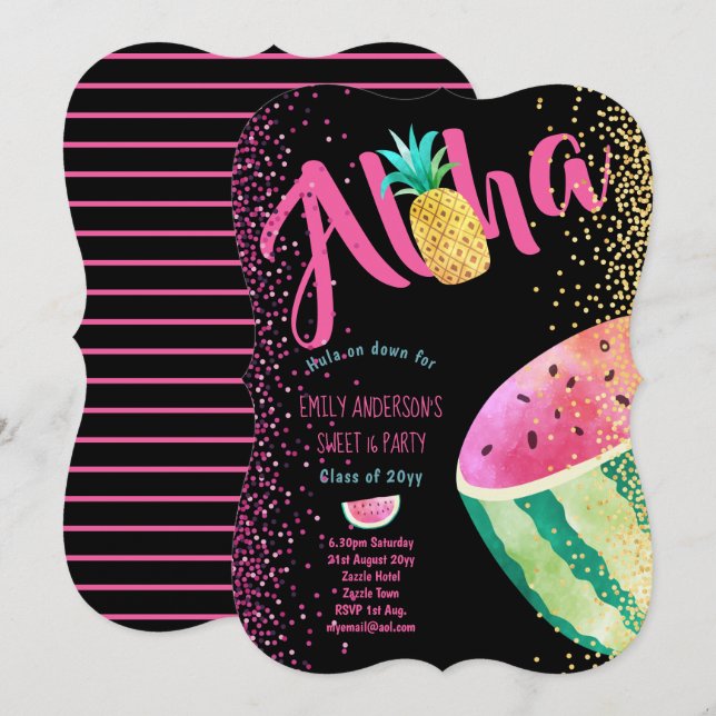 Fruktigt tropiskt sötningsmedel 16 Inbjudningskort (Fram/baksida)