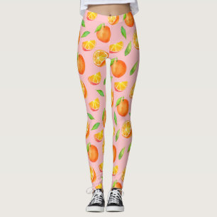 Fruktigt vattenfärgorangemönster leggings