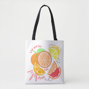 Fruktinärkta levande liv med Zest Citrus Thmet Tygkasse