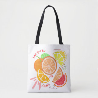 Fruktinärkta levande liv med Zest Citrus Thmet Tygkasse