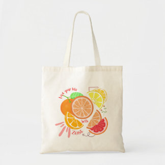 Fruktinärkta levande liv med Zest Citrus Thmet Tygkasse