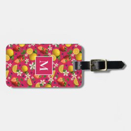 Fruktjordgubbar och citronmonogram - Rosa Bagagebricka