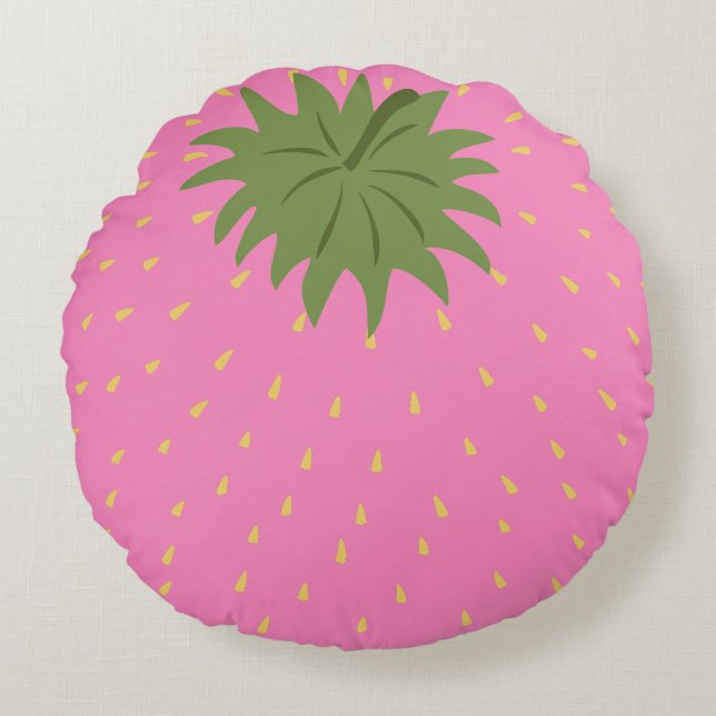 Fruktjordgubbar Rund Kudde (Framsidan)