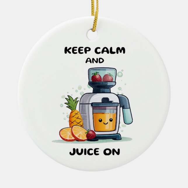Fruktjuicepress Håll Lugnet Och Juicemaximerad Häl Julgransprydnad Keramik (Framsidan)