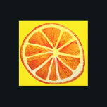 Fruktkonst orange citrus vattencolor art pop art canvastryck<br><div class="desc">Sacha Grossel har en originalritning av ett stort makrosaftigt segment av orangen som är målat i detalj med vattenfärg mot anpassadet av citrusfrukter. Denna stora popkonst-orange skulle vara perfekt för ett hem eller en café att lägga lite färg till väggarna. Perfekt för älskare av fruktkonst.</div>