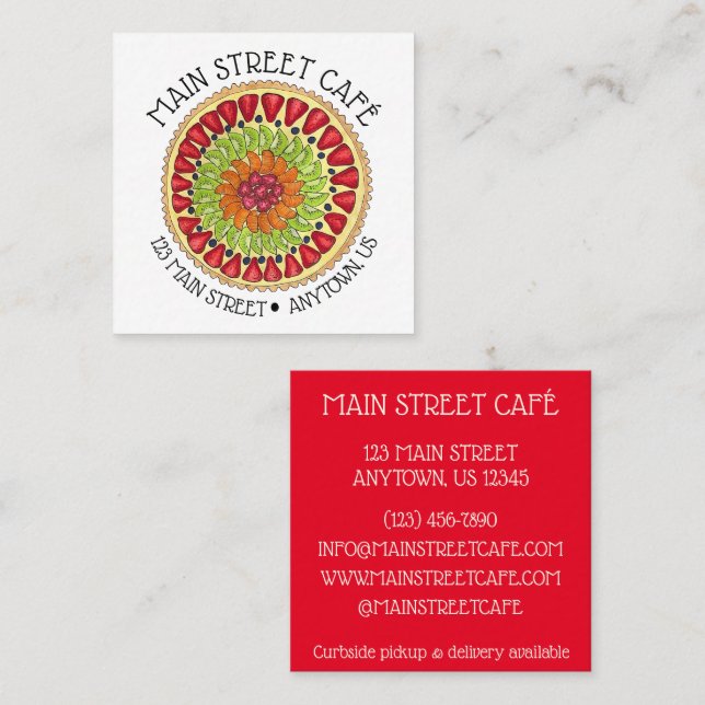 Fruktkonst Tart Paj Fransk Pastry Chef Bakery Past Fyrkantigt Visitkort (Fram/baksida)