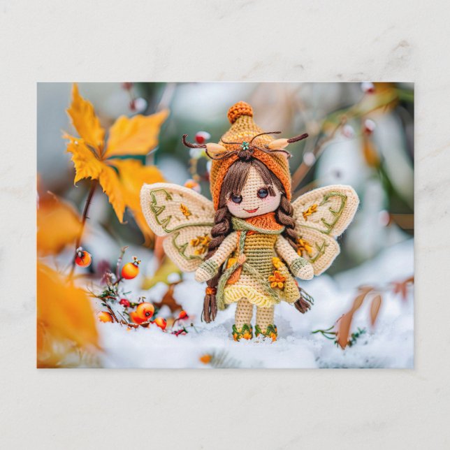 Fruktkött med Löv av druvor i Snö Helg Vykort (Framsida)